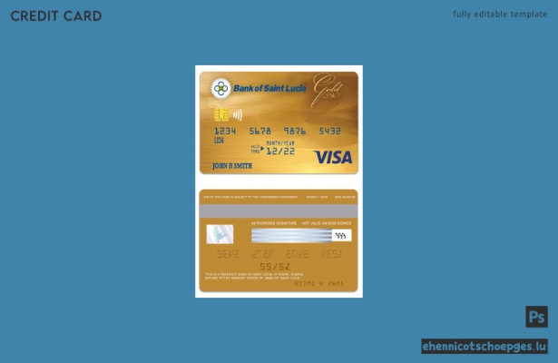 Beispielvorschau der Visa Goldkarte der Bank von St. Lucia